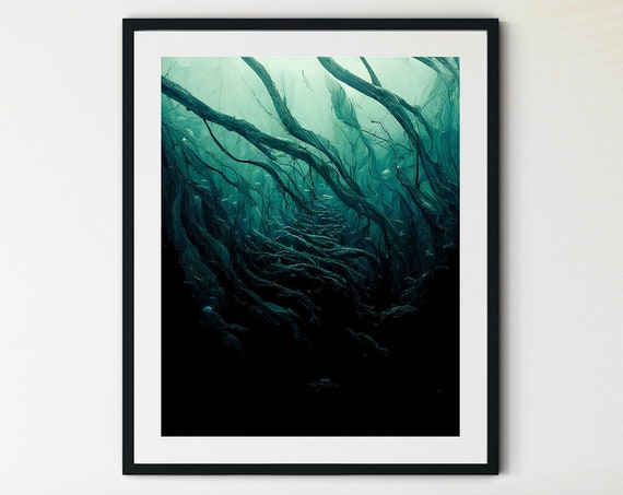 Dark Ocean Print Ocean Wave Wall Art Calming Ocean Prints Coastal Wall Art Surf Wall Art Surf Art Water Decor Deep Sea Prints