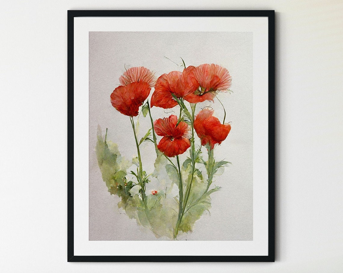 Red Poppies Print Poppy Flowers Art Poppies Watercolor Abstract Poppy Poppy Wall Art Farmhouse Wall Decor Poppy Painting Red Flowers