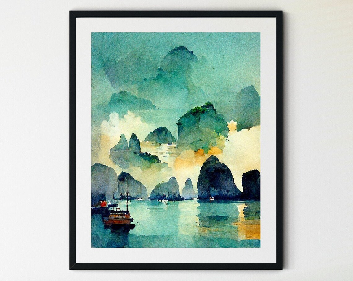 Vietnam Ha Long Bay Travel Poster, Vietnam Wall Decor