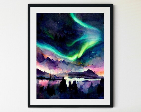 Aurora Borealis Art, Northern Lights Wall Art Print