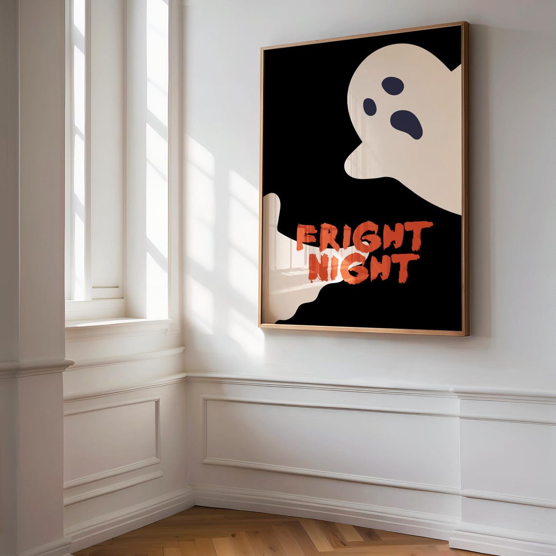 Fright Night Funny Ghost Minimalist Black Halloween Wall Poster - Image 3