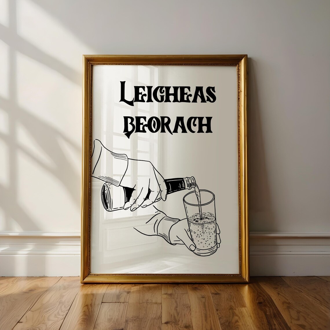 Leigheas Beorach Irish Beer Pour Quote Vintage Bar Cart Wall Art - Image 2
