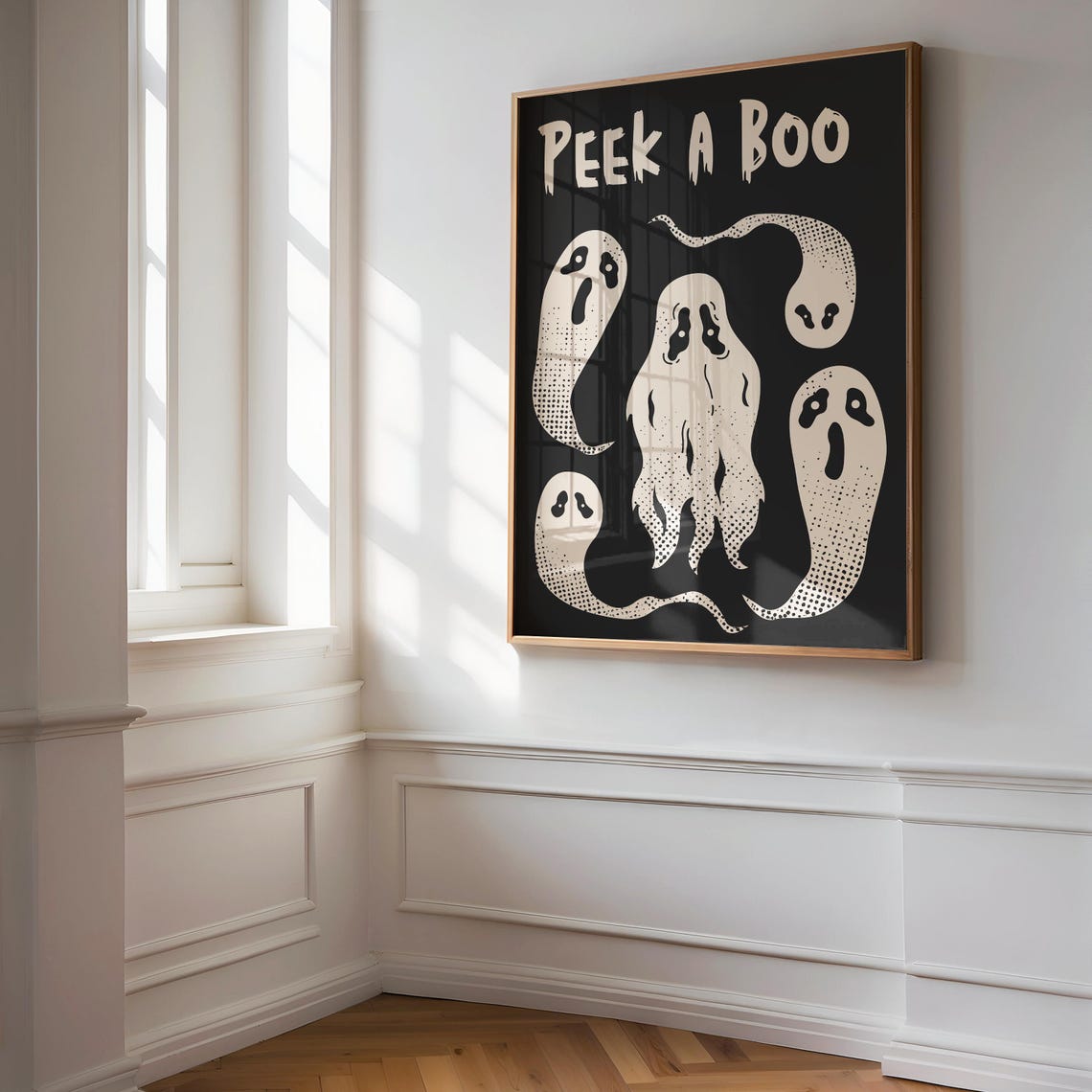 Peek A Boo Cute Ghosts Vintage Halloween Spooky Decor Wall Art - Image 3