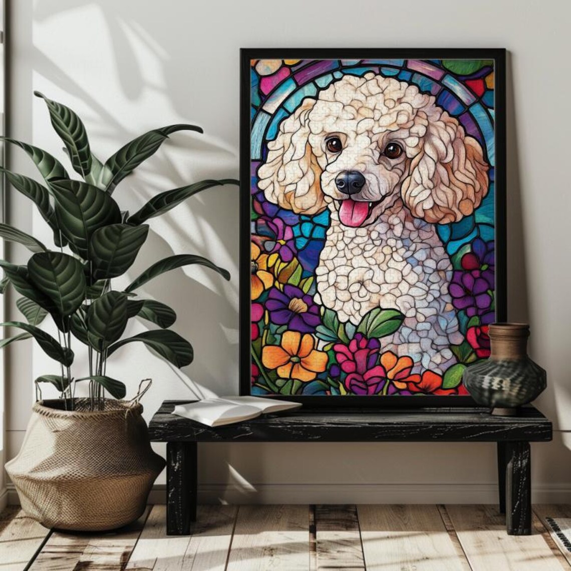 Stained Glass Poodle Puzzle, Dog Lover Art Print - Image 3