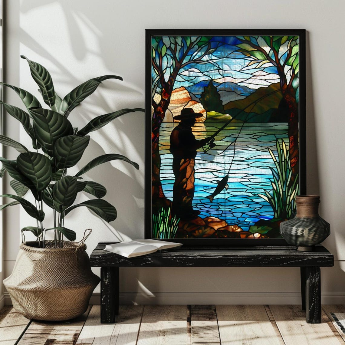Stained Glass Fly Fishing Jigsaw Puzzle 2003005001000 Fly Fishing Gift Puzzles Cabin Wall Art Fisherman Gift For Dad Travel Adventure - Image 2
