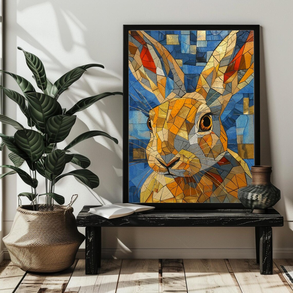 Stained Glass Bunny Rabbit, Morris-Inspired Art Print - Image 2