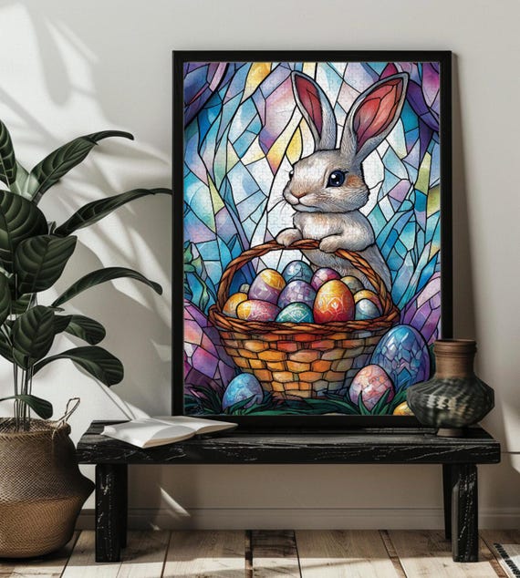 Stained Glass Easter Bunny Rabbit Art Print