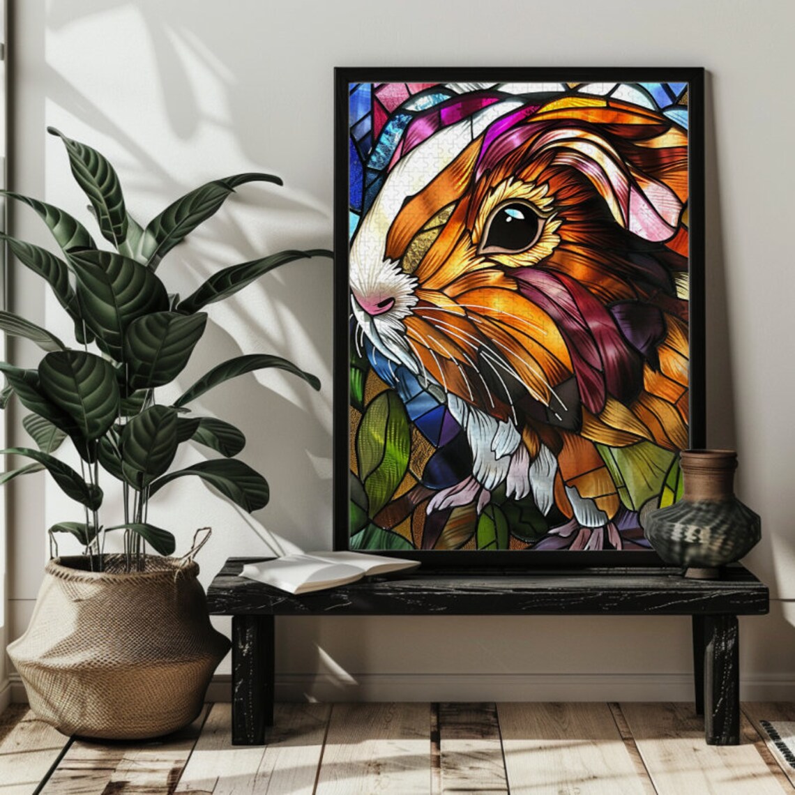 Guinea Pig Stained Glass Jigsaw Puzzle Art Print - Image 3