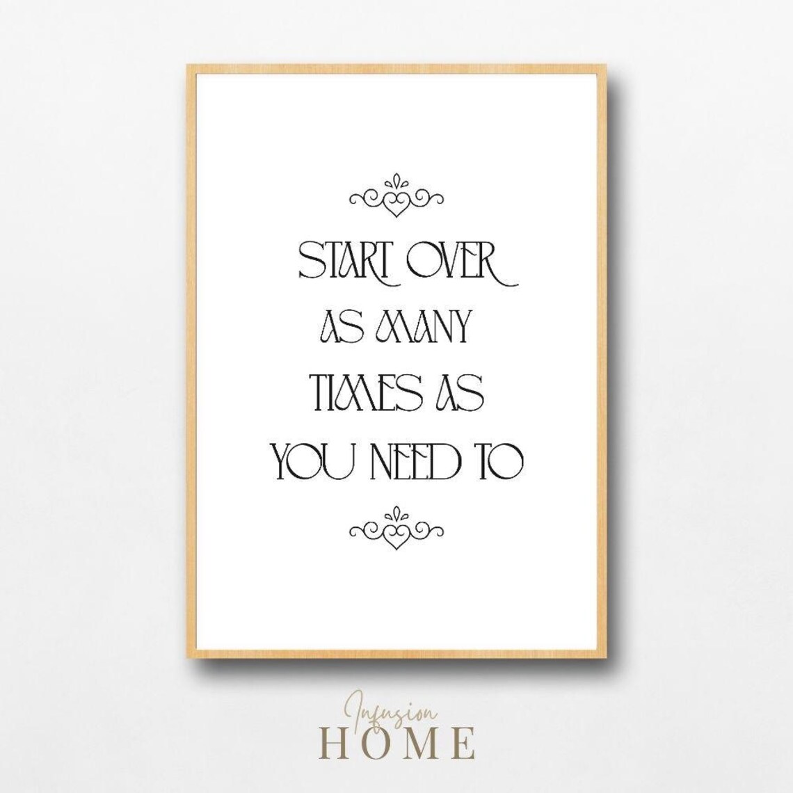 Start Over As Many Times As You Need To Inspirational Quote Wall Poster