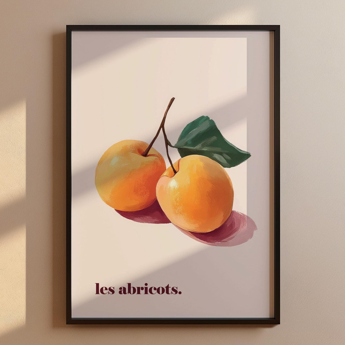 Les Abricots Apricot Watercolor French Fruit Kitchen Wall Art