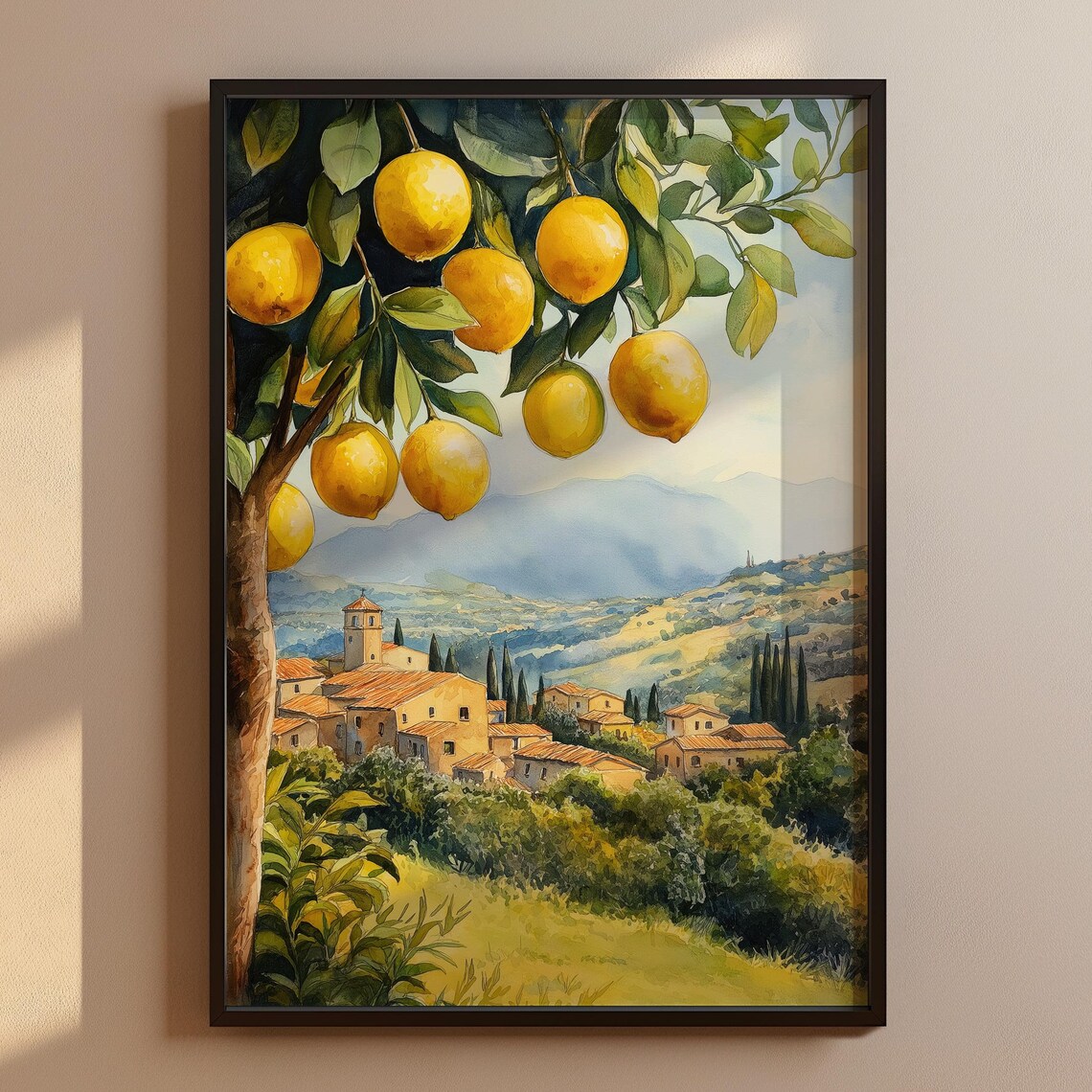 Italian Landscape With Lemon Tree Watercolor Art Print