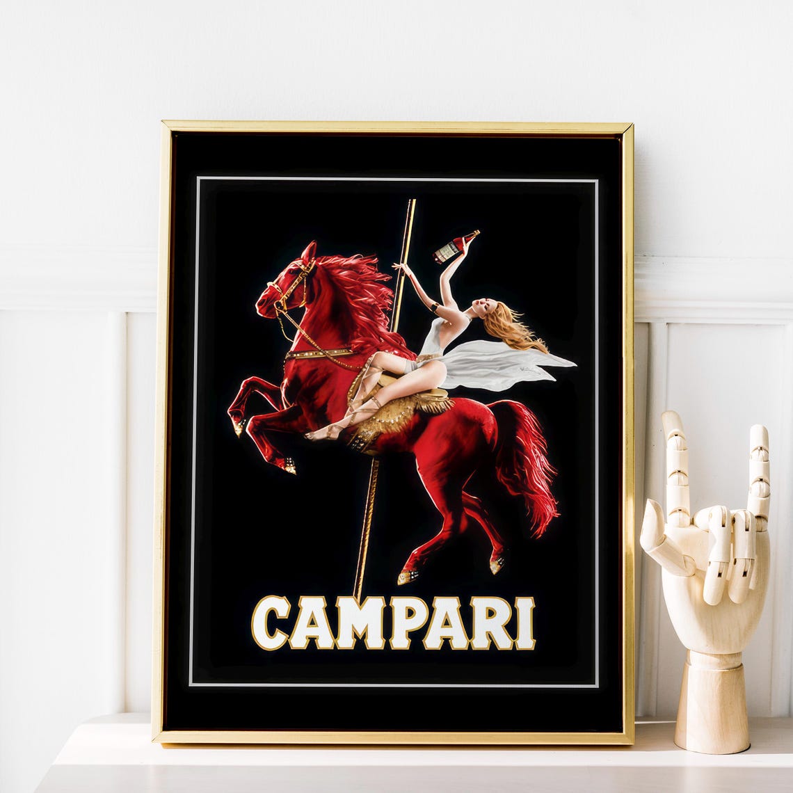 Campari Red Horse Rider Vintage Italian Advertising Dramatic Poster - Image 3