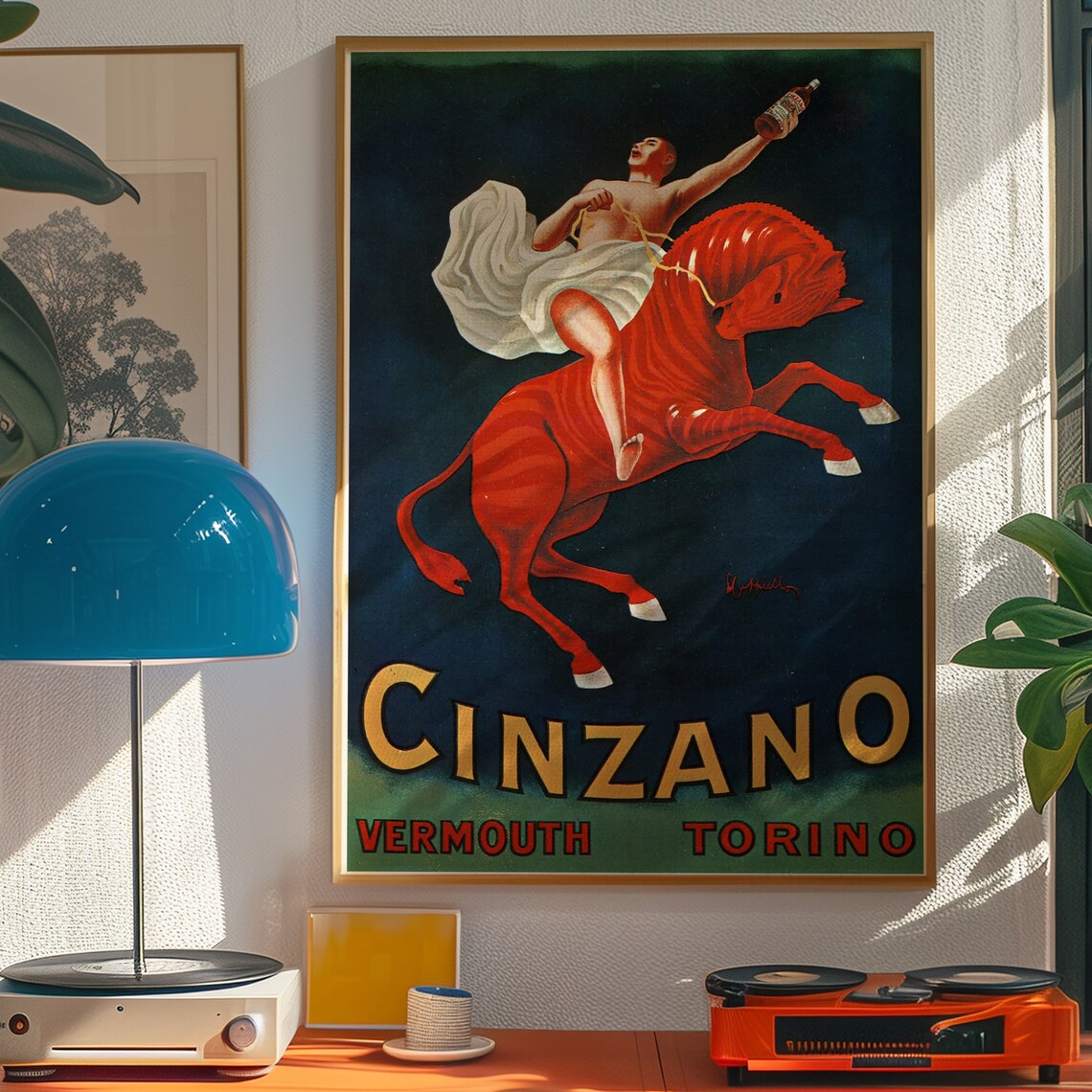Cinzano Vermouth Torino Red Bull Rider Vintage Italian Ad Poster - Image 3