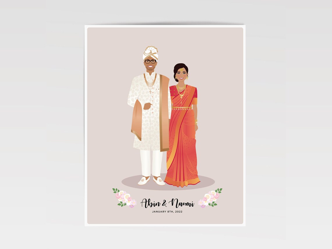 Custom Couple Portrait, Wedding Anniversary Gift - Image 2