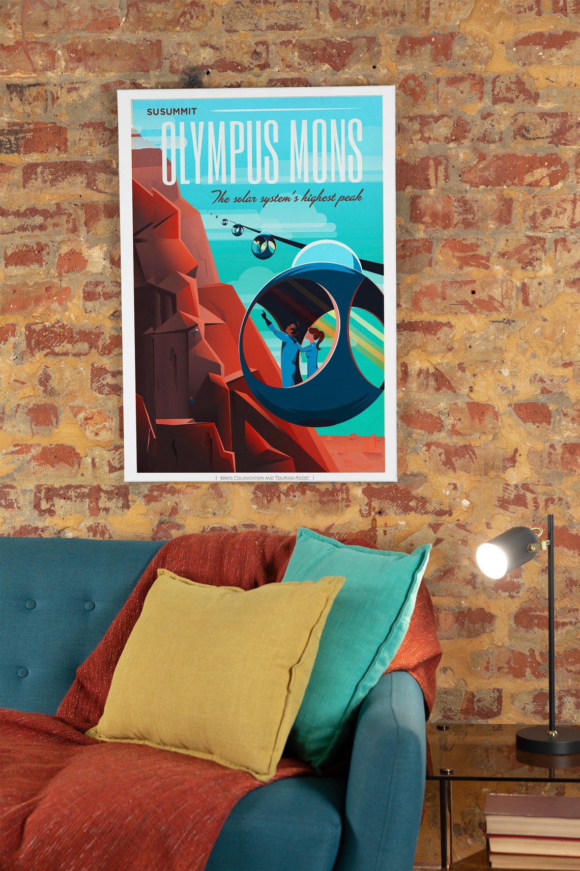 Olympus Mons Mars Retro Futurist Space Travel Tourism Poster - Image 2