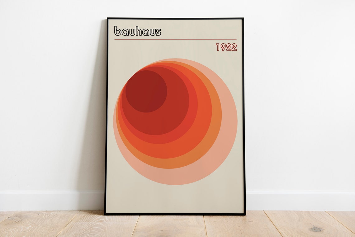 Bauhaus 1922 Concentric Circles Orange Minimalist Art Poster - Image 2