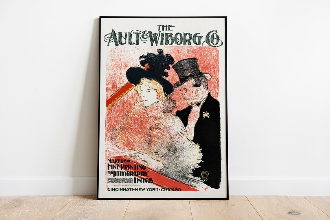 Toulouse Lautrec Ault and Wiborg 1896 Vintage Advertising Poster - Image 3