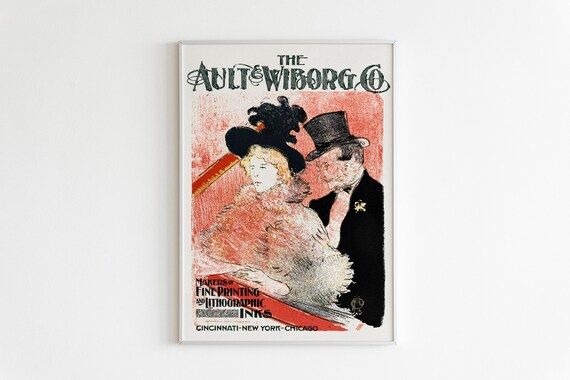 Toulouse Lautrec Ault and Wiborg 1896 Vintage Advertising Poster
