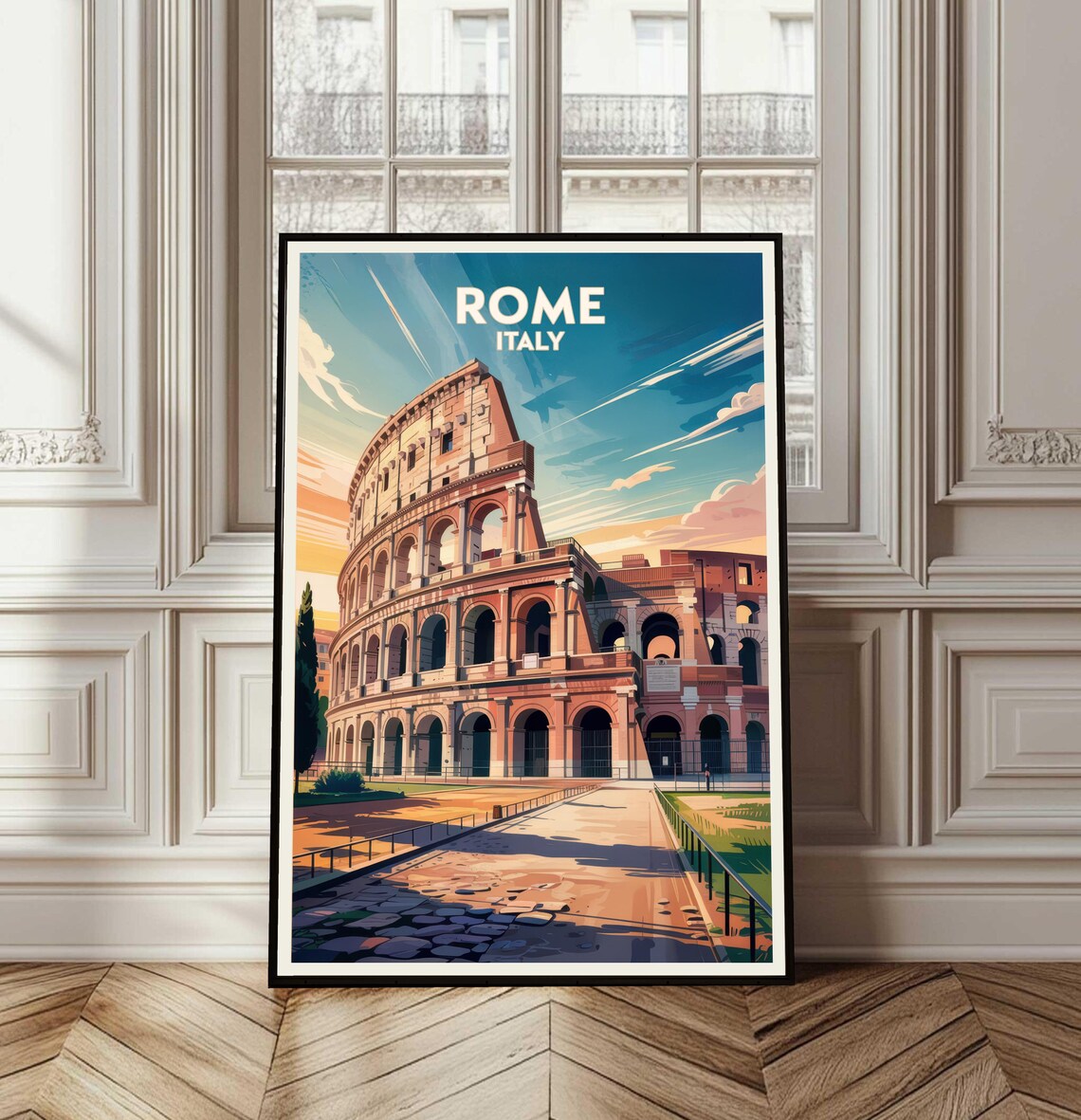 Rome Italy Colosseum Vintage Travel Poster Retro City Landmark