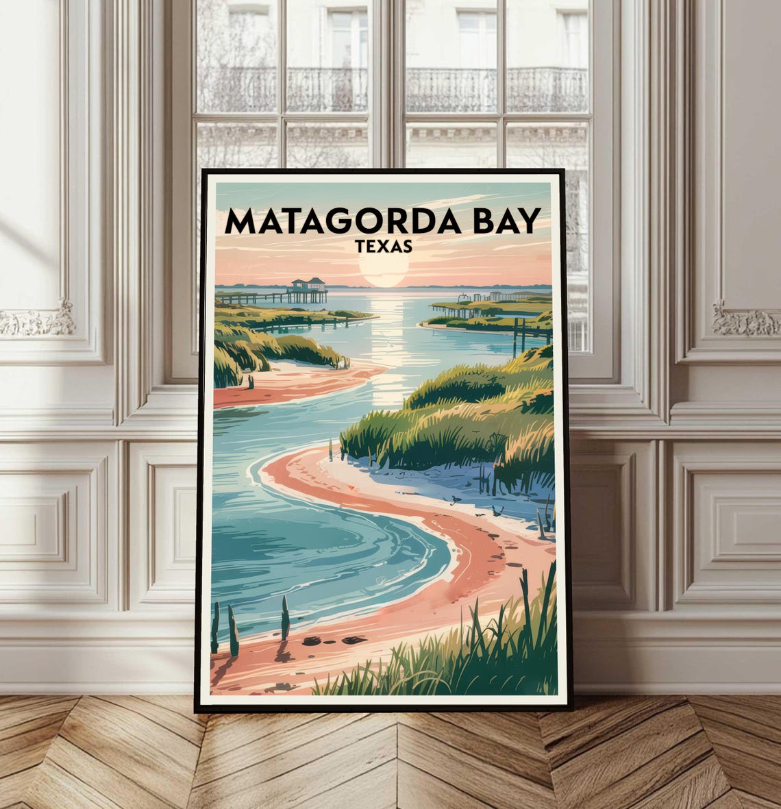 Matagorda Bay Texas Sunset Estuary Coastal Travel Wall Poster