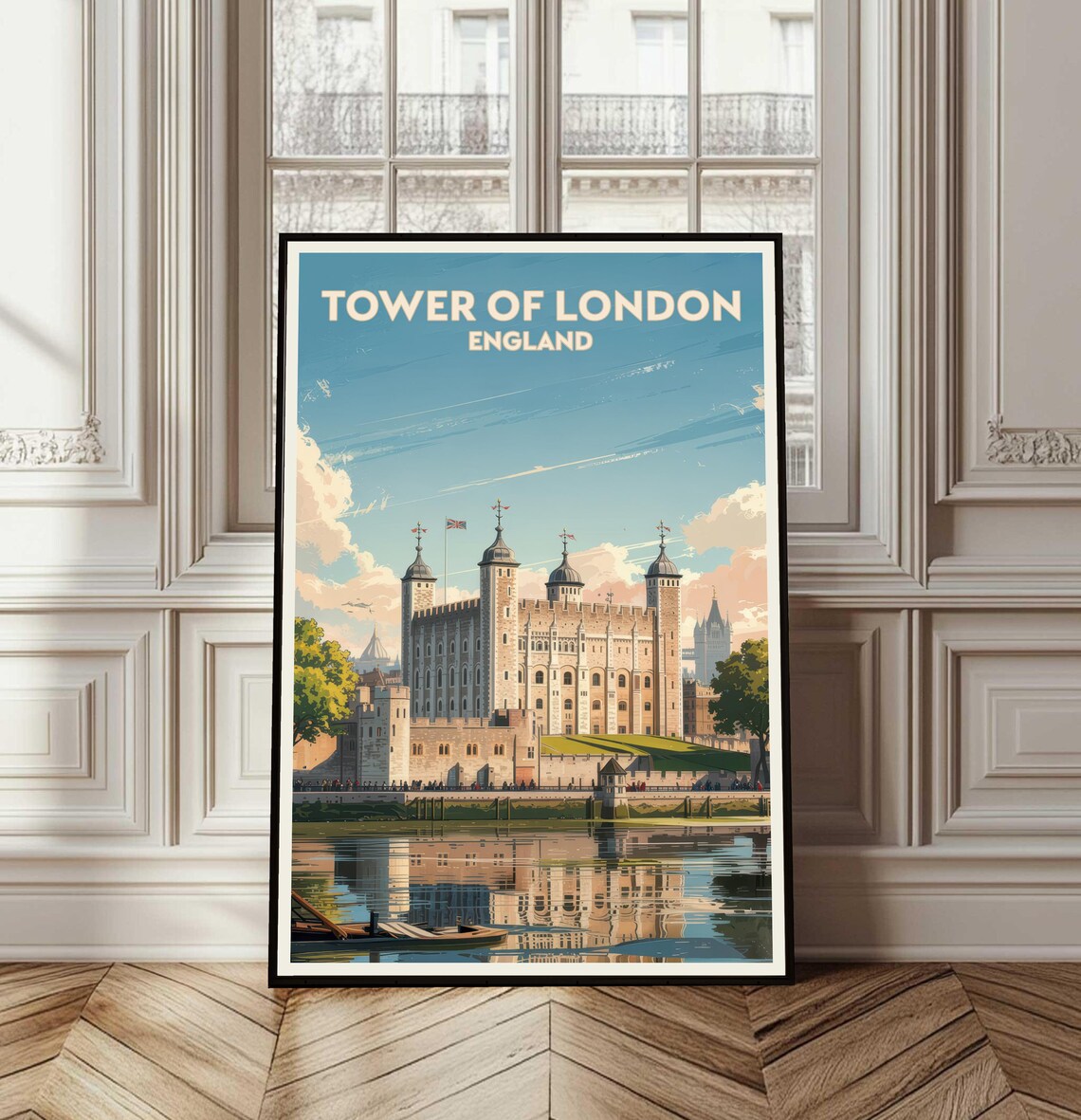 Tower of London England Historic Castle Thames River Travel Poster