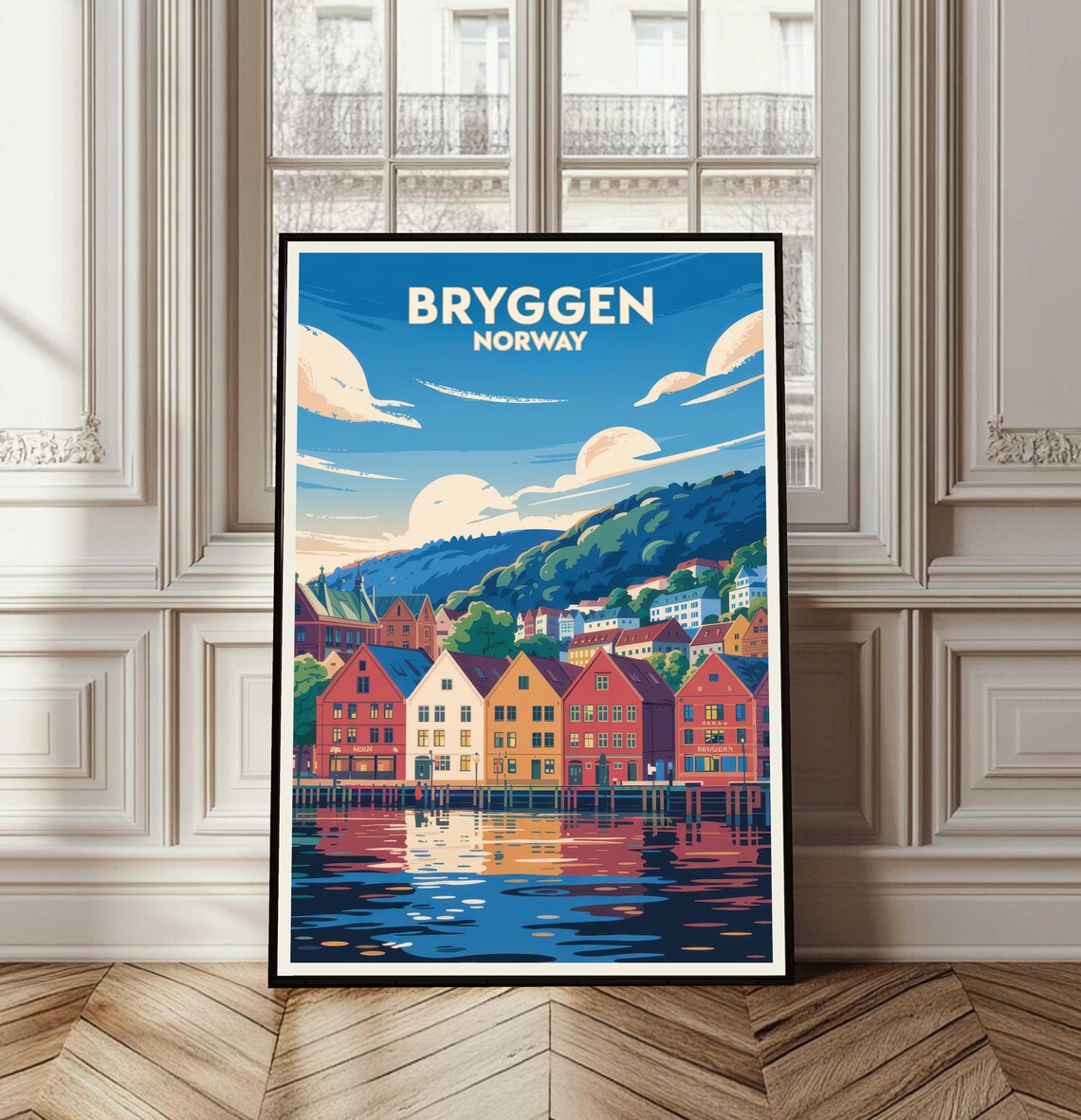 Bryggen Poster Travel Norway Print Wall Art Cityscape Gift Home Decor