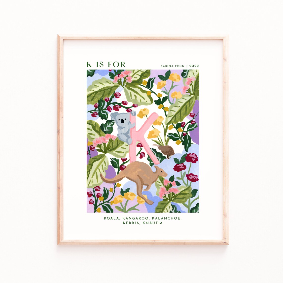 Monogram K Alphabet Art Print, Nursery Decor