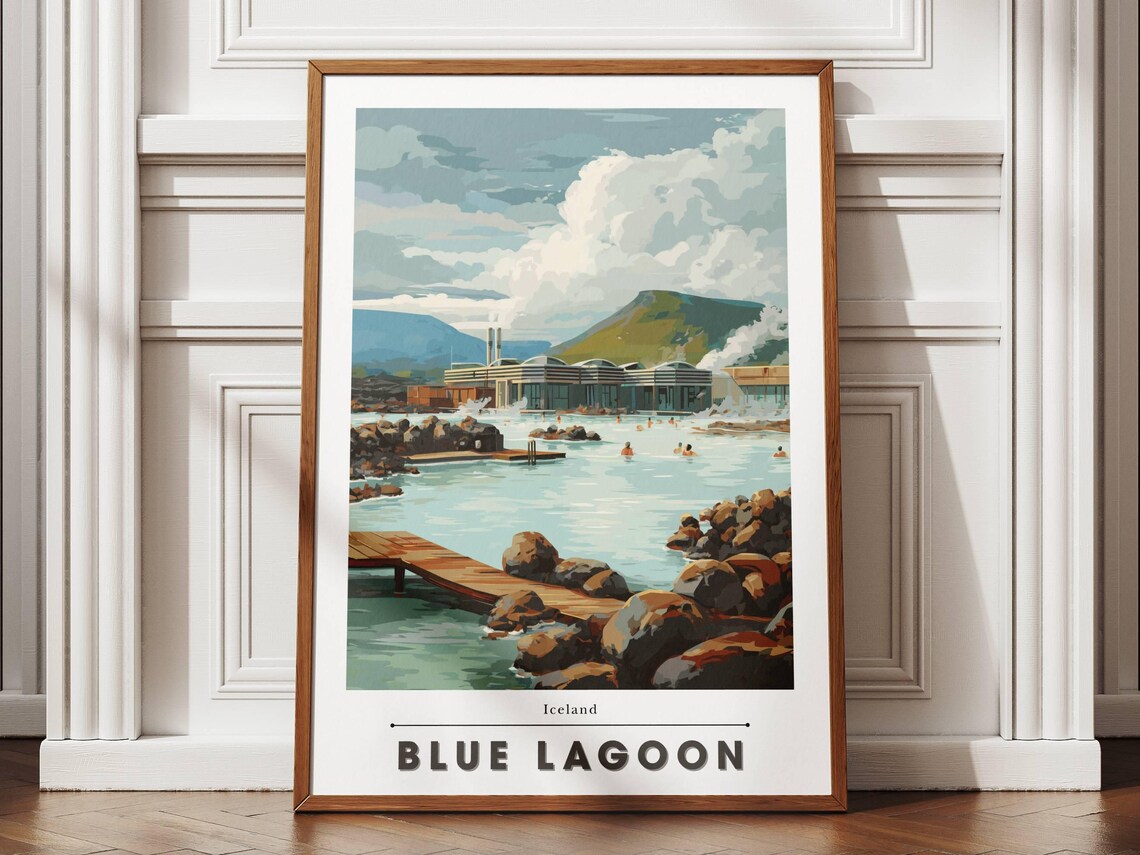 Blue Lagoon Iceland Geothermal Spa Milky Blue Water Travel Poster