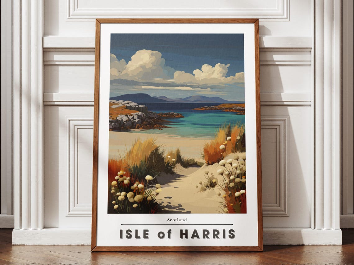 Isle of Harris Scotland Beach Dunes Vintage Travel Poster Artwork