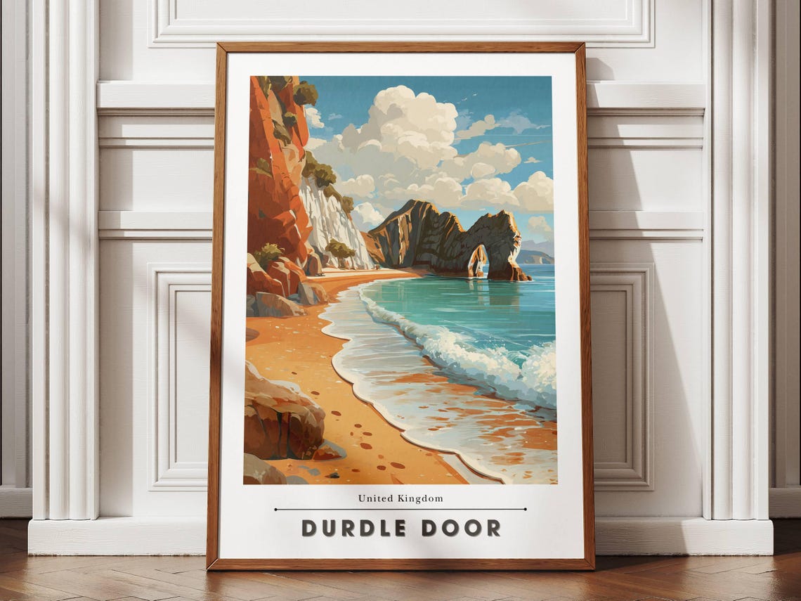 Durdle Door United Kingdom Limestone Arch Beach Coastal Travel Poster