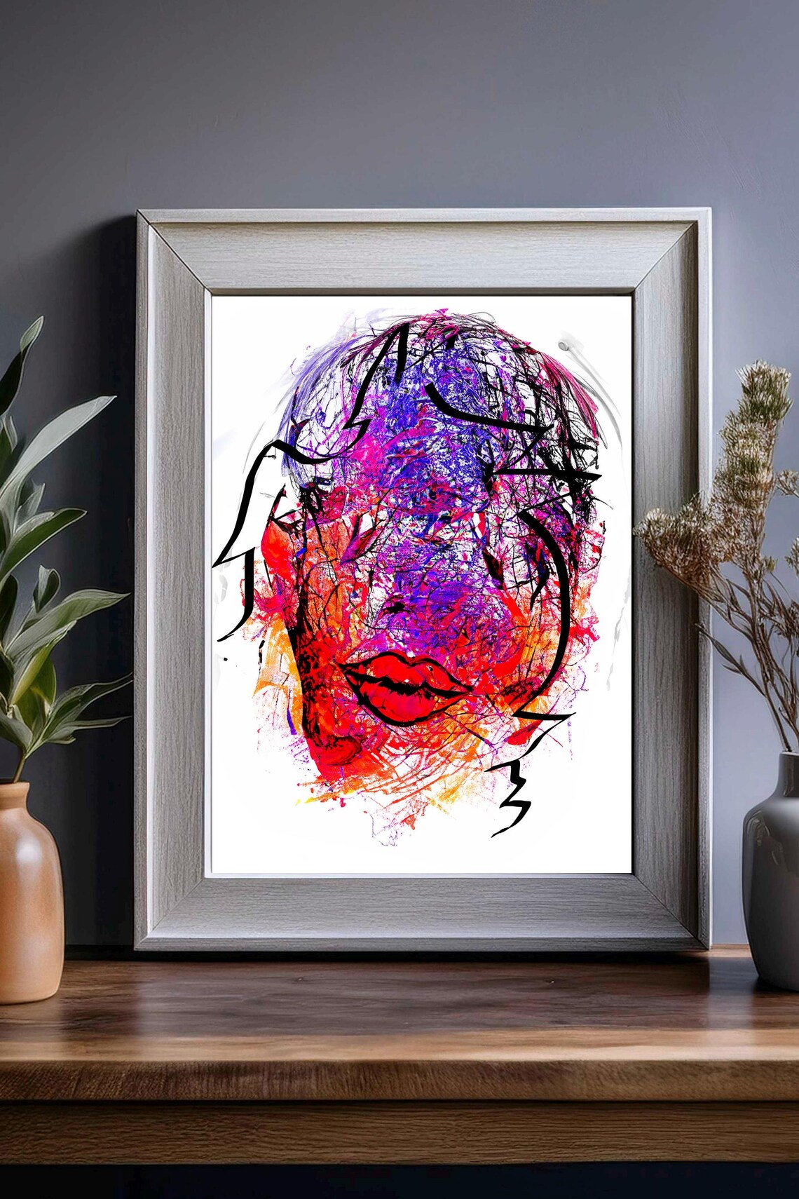 Abstract Face Mural Poster, Eye-Catcher Design - Image 2
