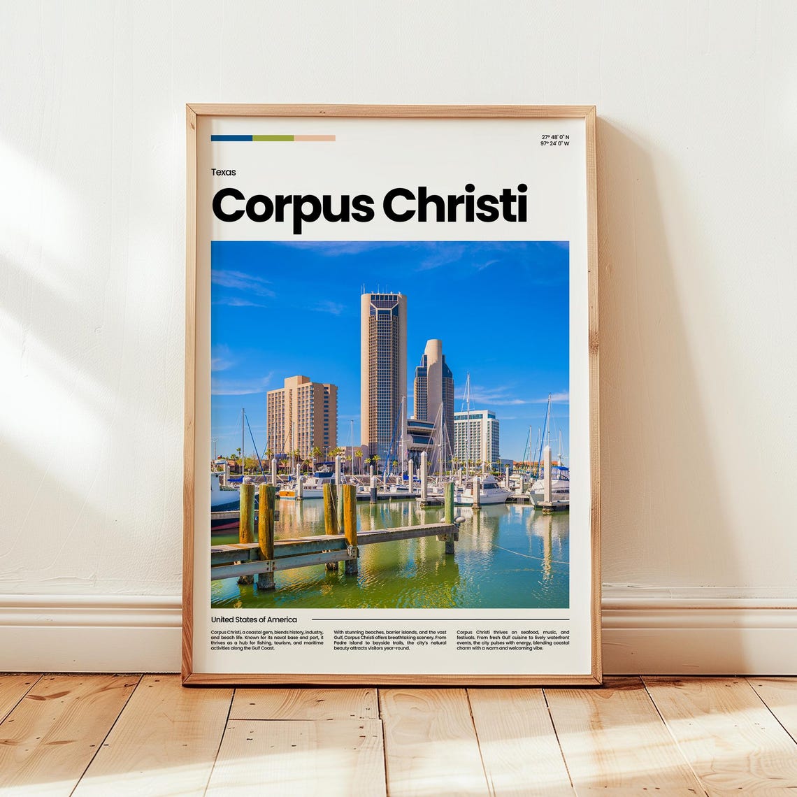 Corpus Christi Texas Marina Poster Sailboats Downtown Waterfront Art