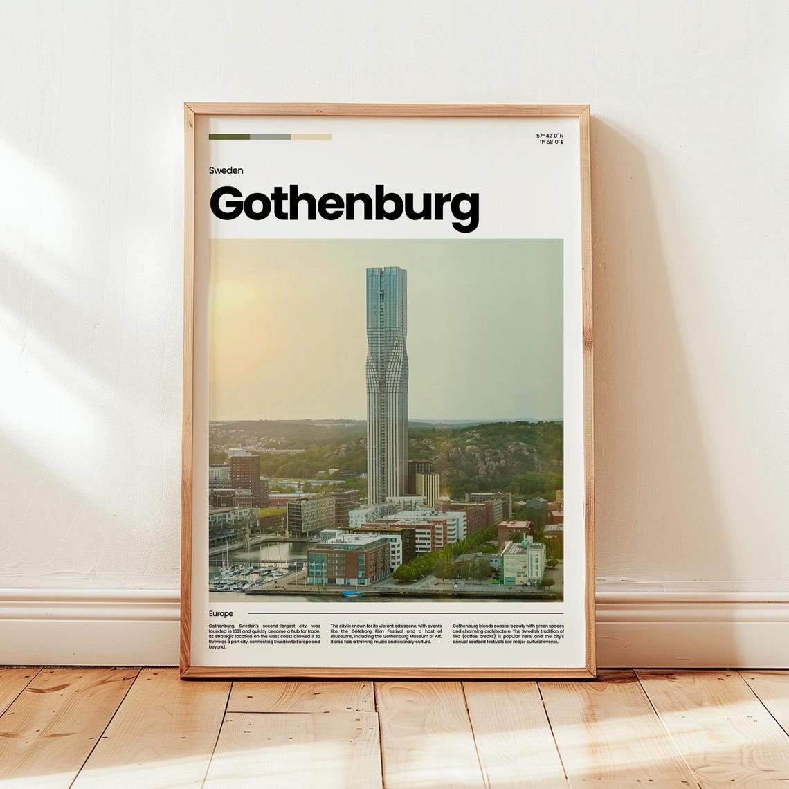 Gothenburg Sweden City Skyline Modern Tower Marina View Poster