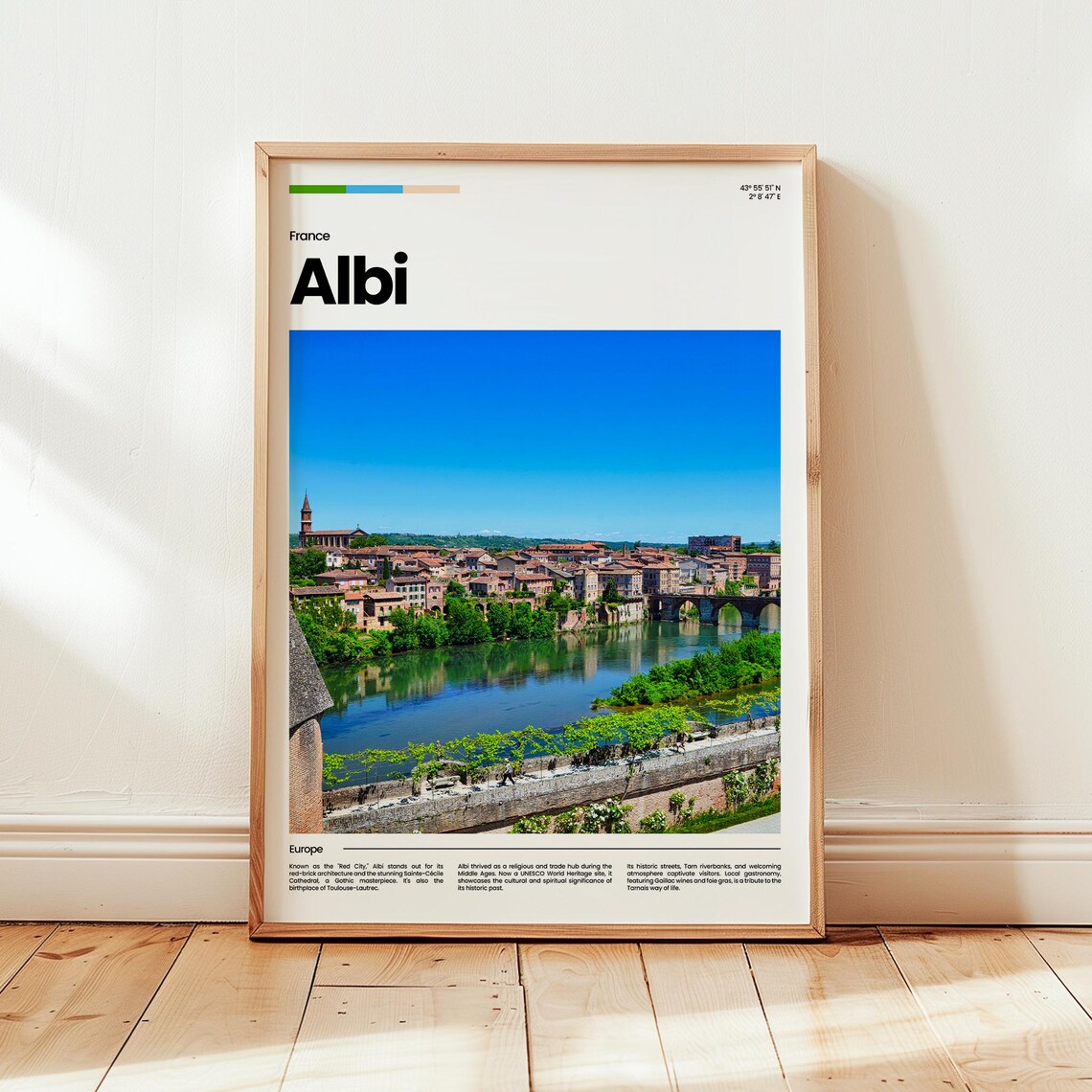 Albi France Riverside Old Town Scenic Europe Travel Photo Poster