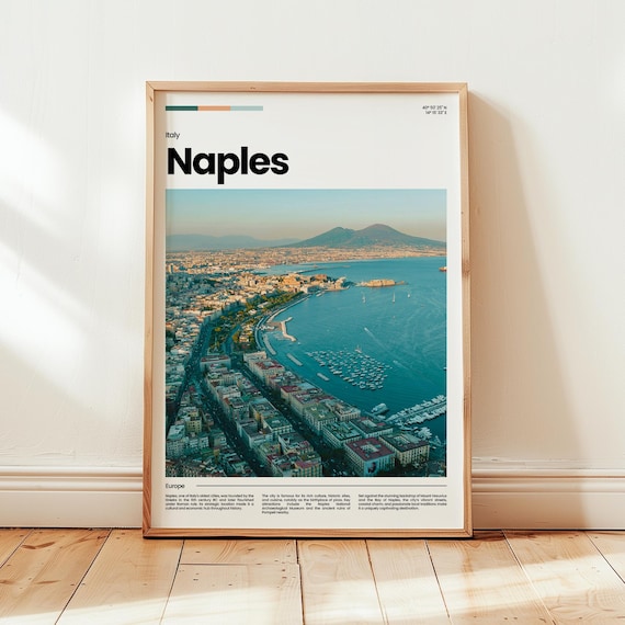 Naples Italy Bay Mount Vesuvius Aerial Harbor Cityscape Travel Poster