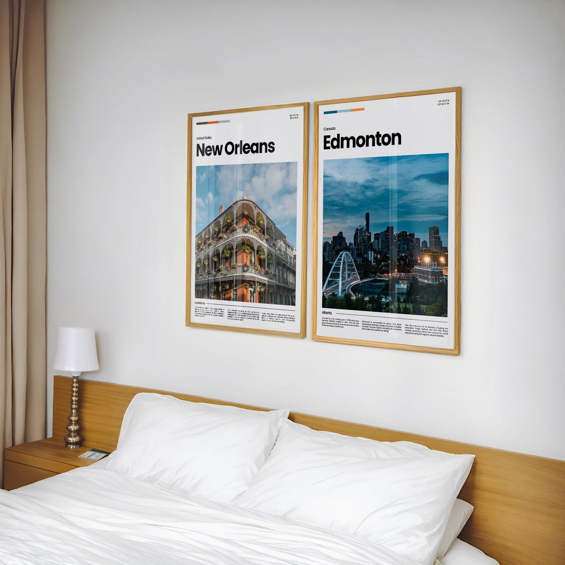 Edmonton Night Skyline Walterdale Bridge Canada Travel Poster - Image 2