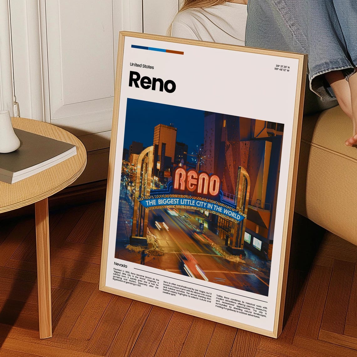Reno Neon Arch Night Downtown Nevada Bright Lights Travel Poster - Image 3