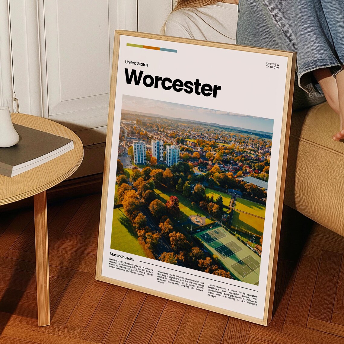 Worcester Travel Poster Worcester Poster Worcester Photo Poster Worcester Art Print Usa Poster Usa Travel Poster Travel Gift - Image 3