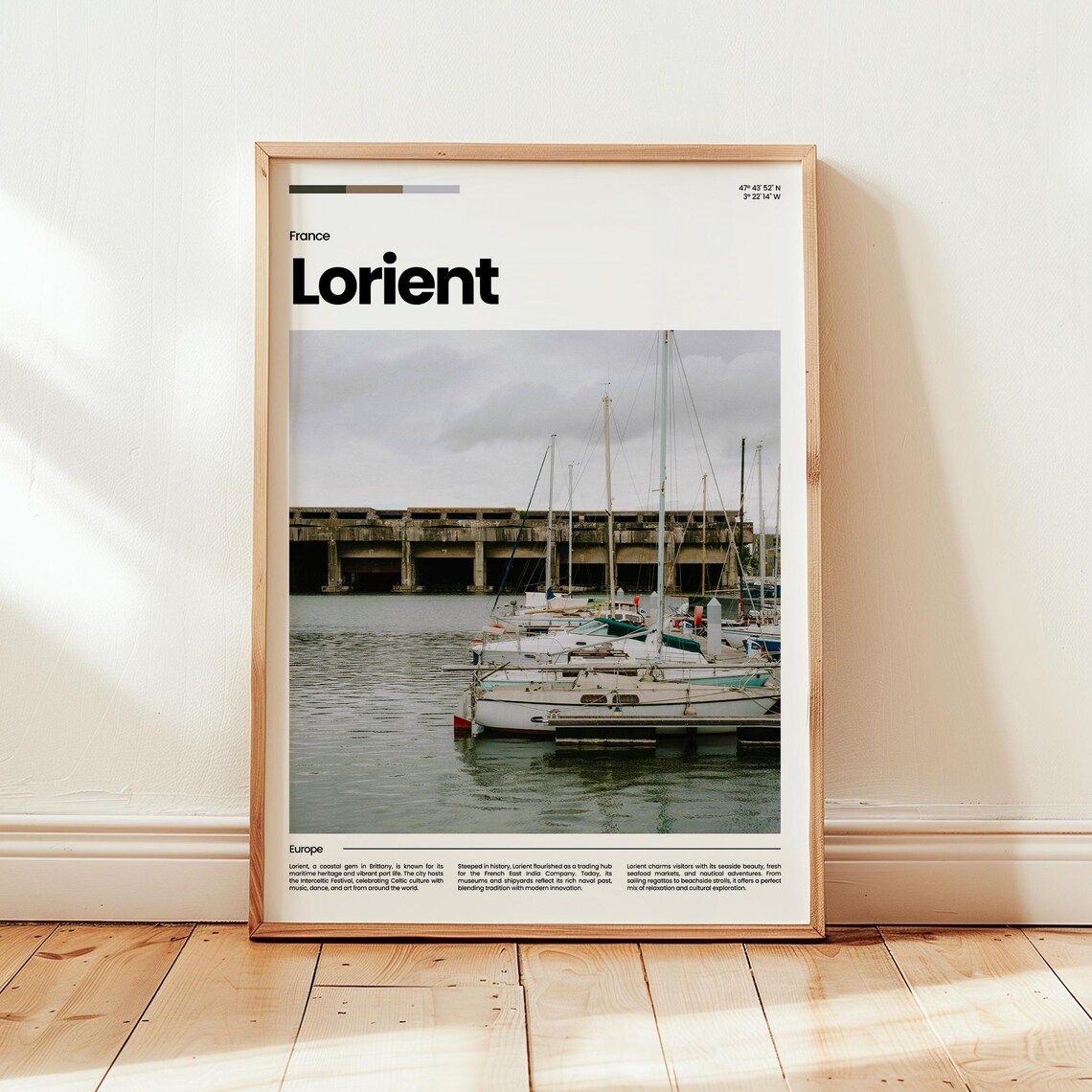 Lorient France Brittany Harbor Sailboats Marina Travel Poster