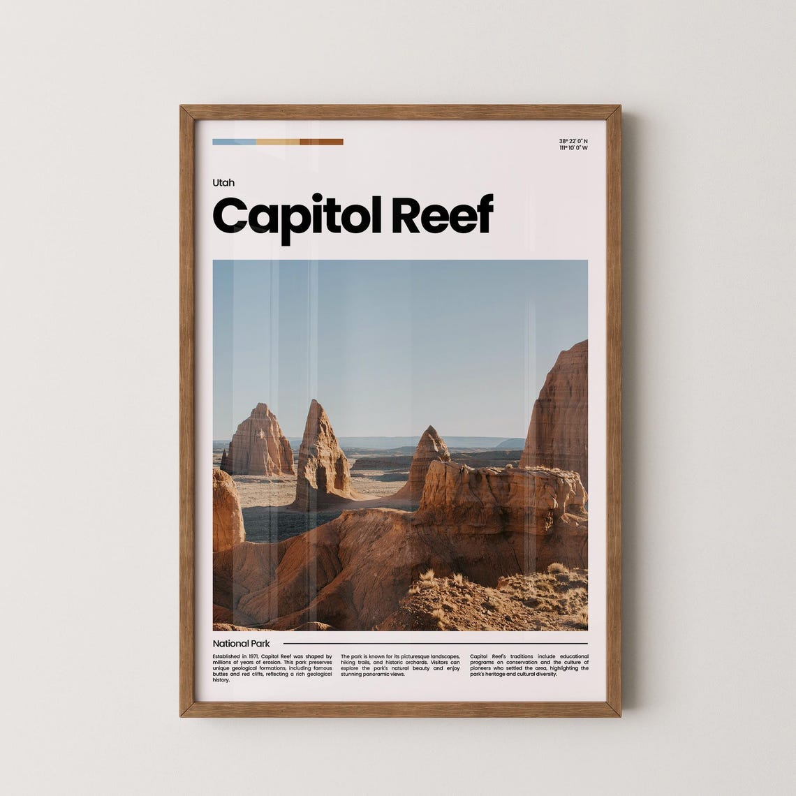 Capitol Reef National Park Utah Red Sandstone Domes Spires Poster