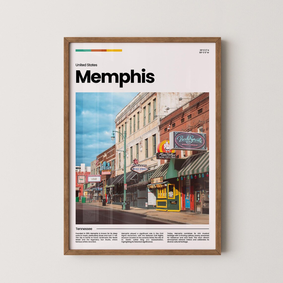 Memphis Beale Street Blues Tennessee Music Scene Travel Poster