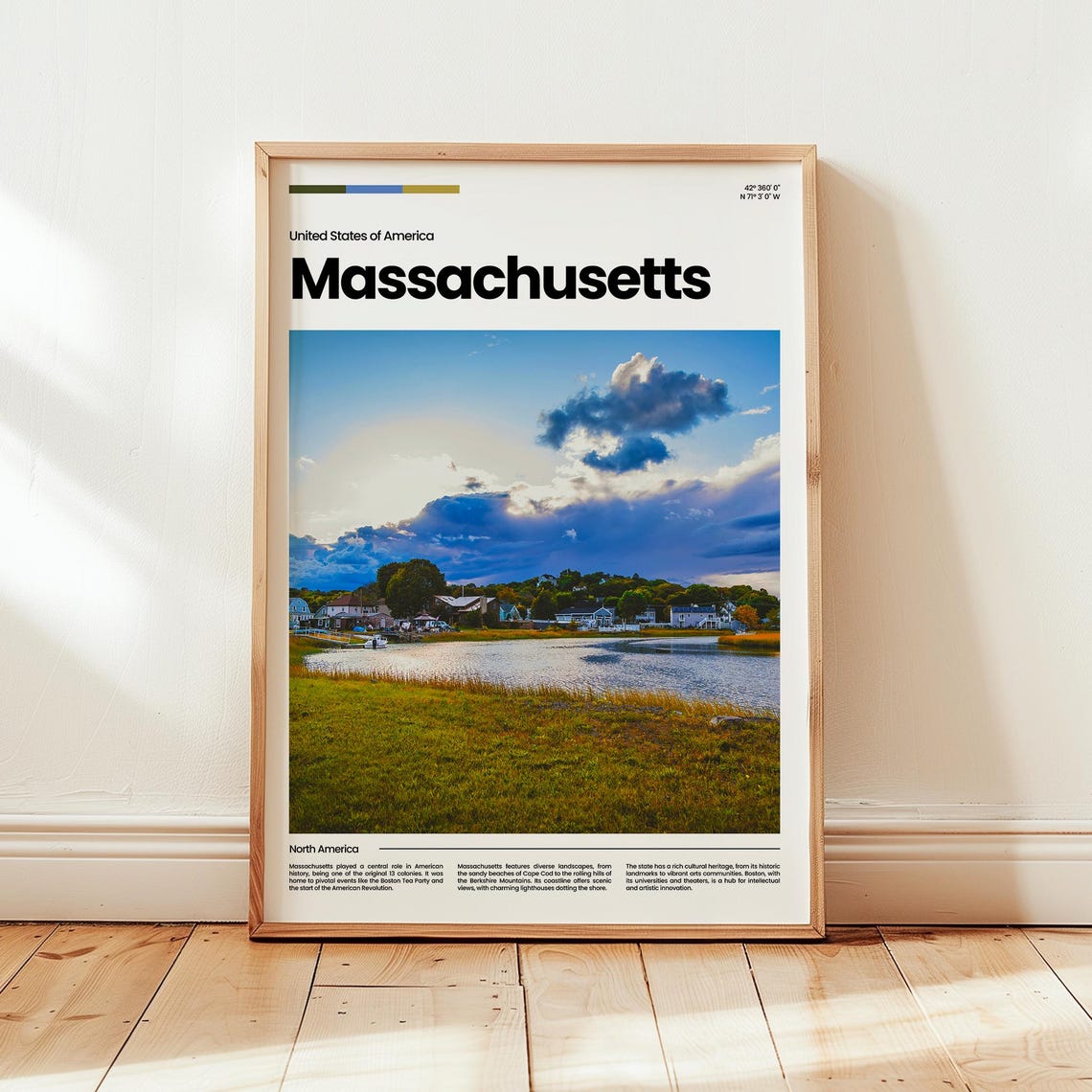 Massachusetts Coastal Town Marsh Clouds Scenic Travel Poster