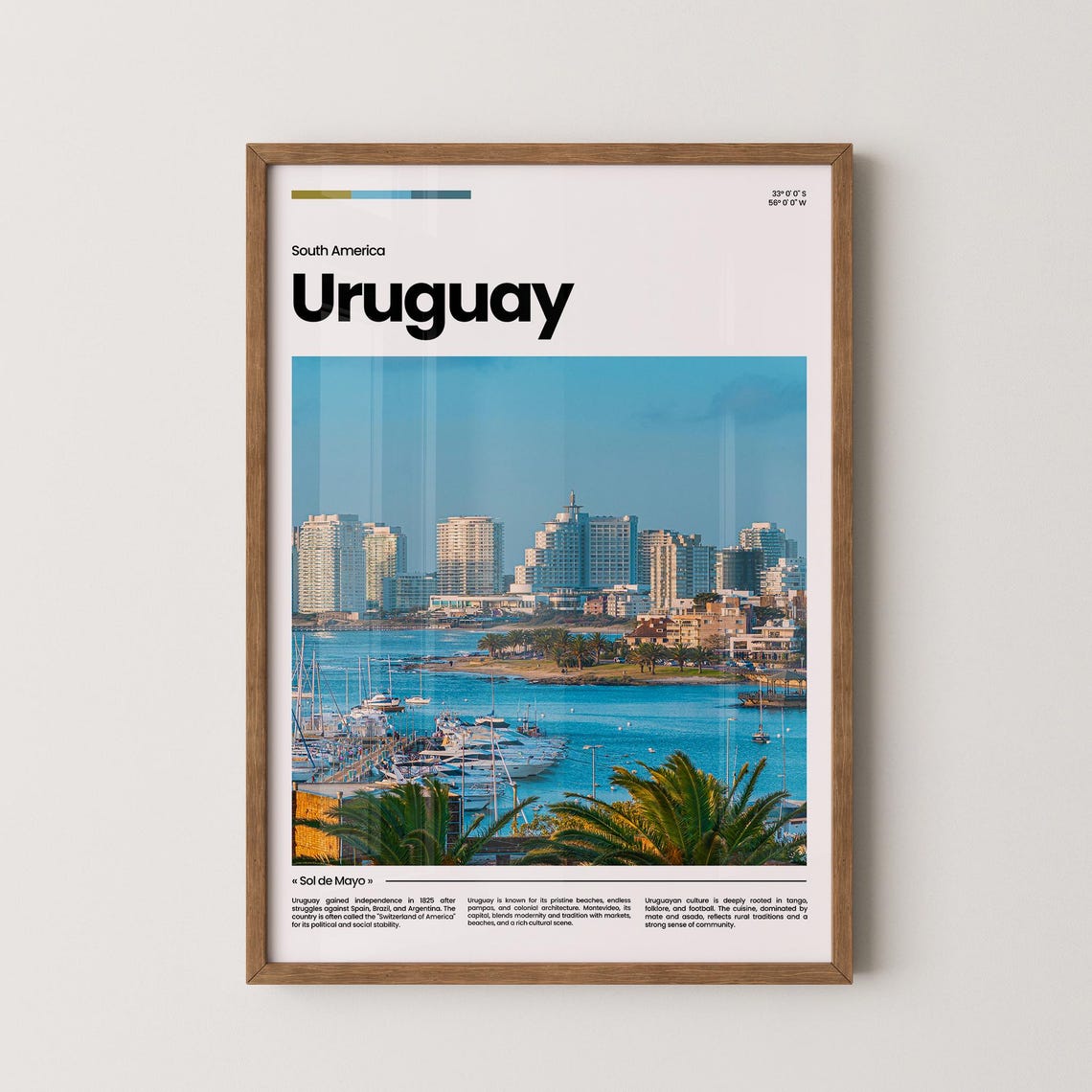 Uruguay Marina Skyline Minimalist South America Photo Poster