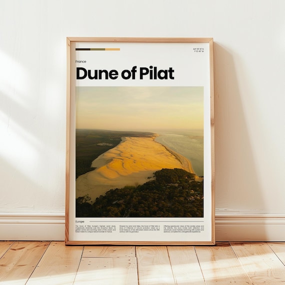 Dune of Pilat France Golden Sand Dune Aerial Photo Travel Poster