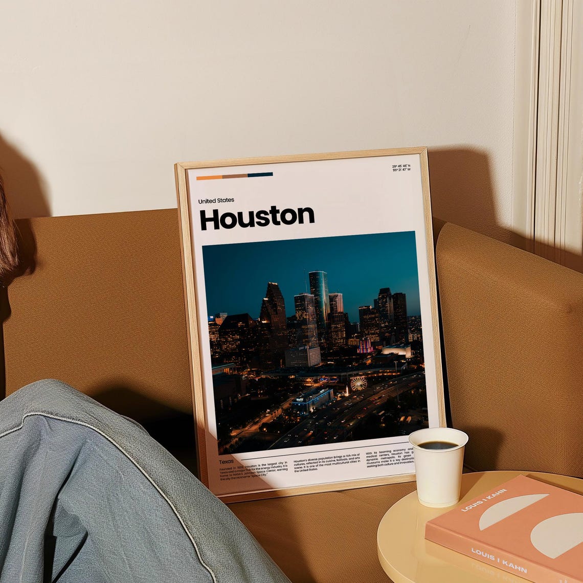 Houston Night Skyline City Lights Texas Modern Travel Poster - Image 4