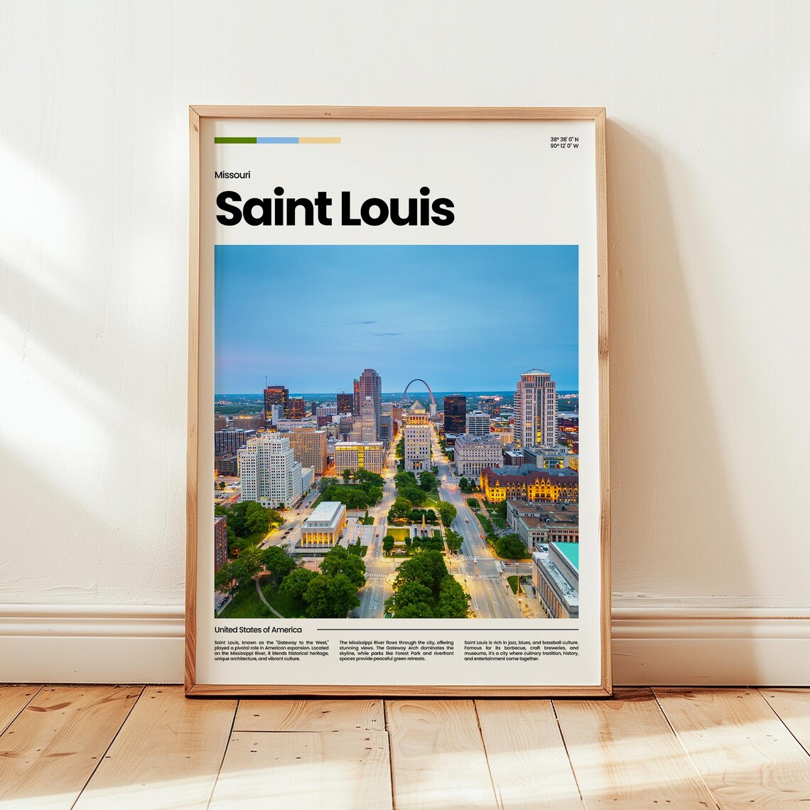 Saint Louis Missouri Gateway Arch Skyline Dusk Photo Travel Poster