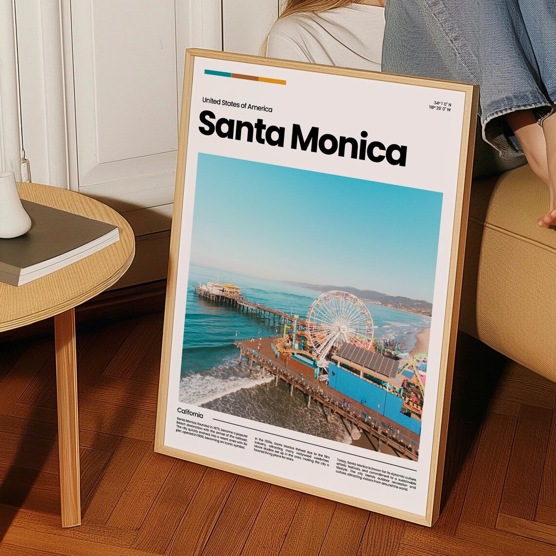 Santa Monica Pier Ferris Wheel Aerial Beach California Coastline Poster - Image 3