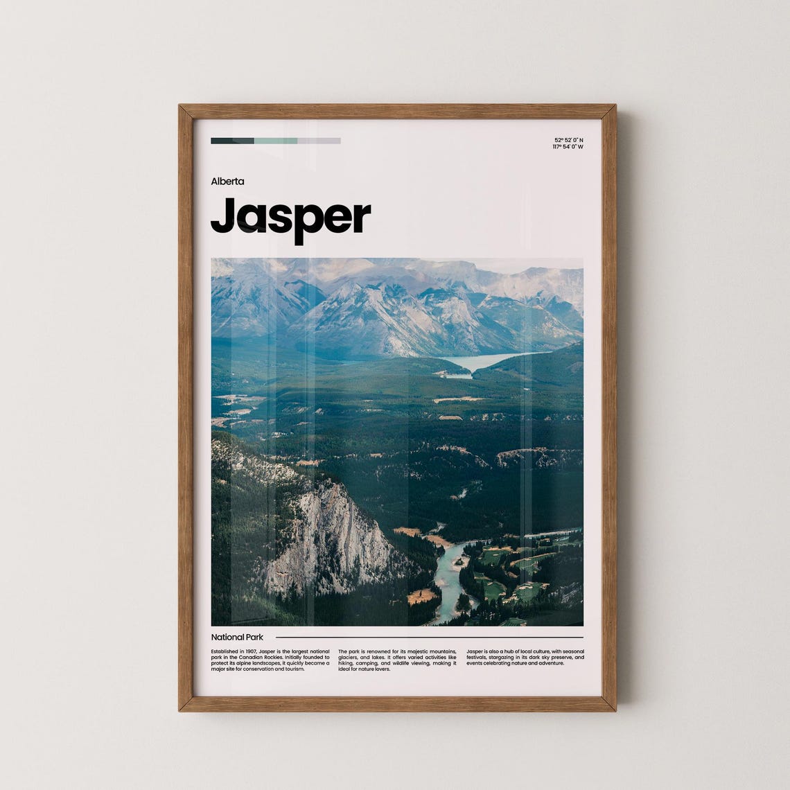 Jasper Alberta Canada Mountain Valley Lake Aerial Scenic View Poster