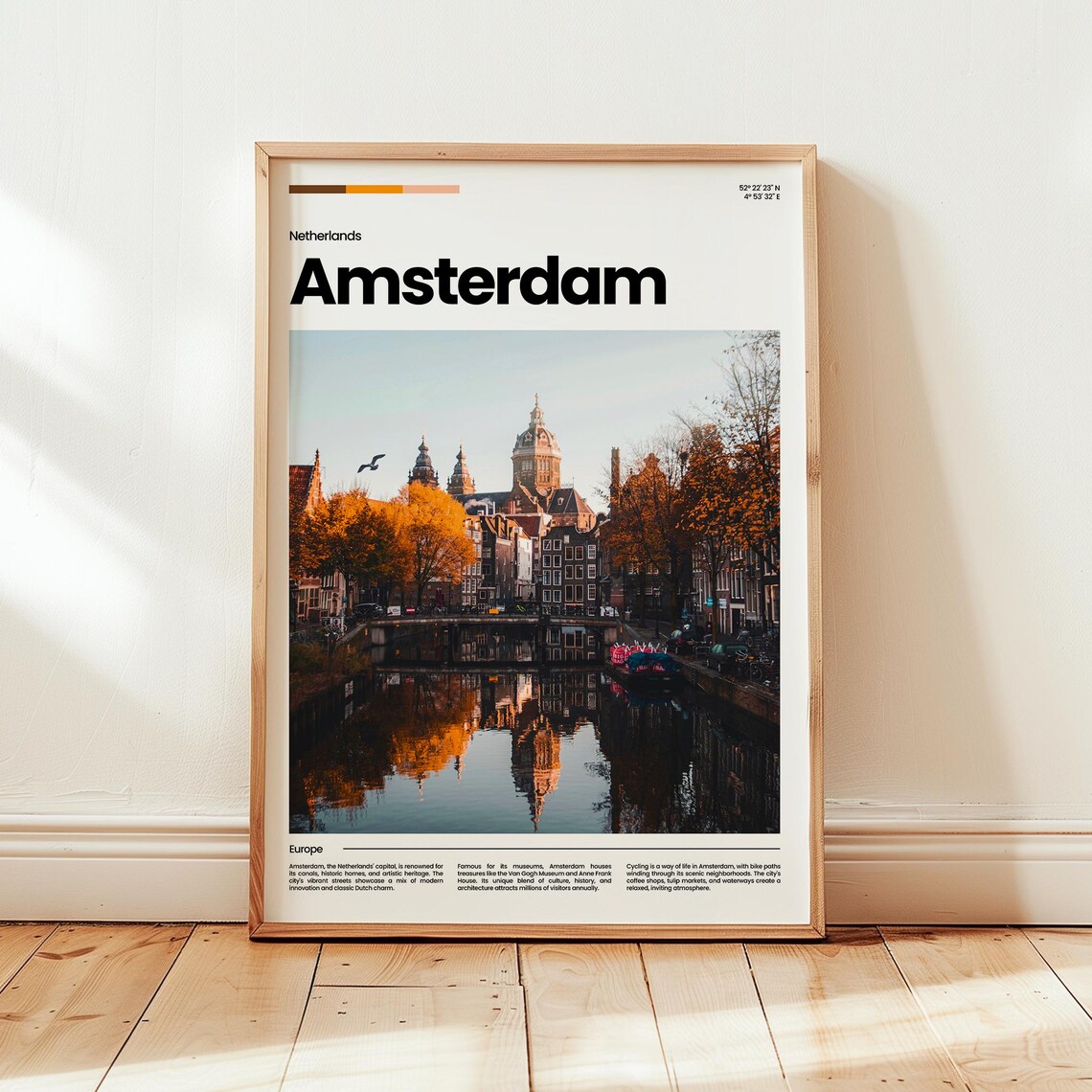Amsterdam Poster Print Photo Wall Art Netherlands Travel Gift