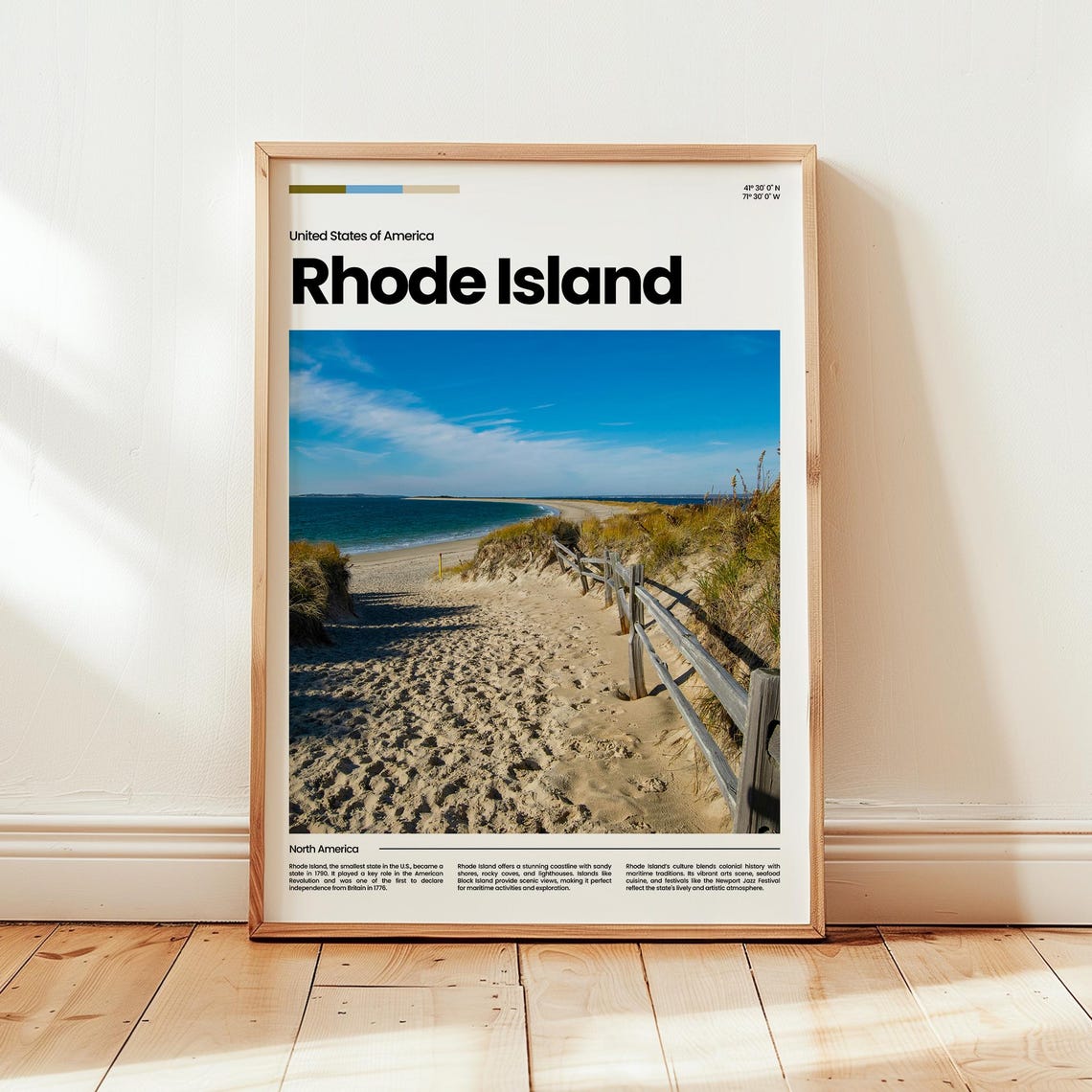Rhode Island Sandy Beach Path Dunes Ocean View Travel Poster